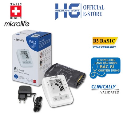 Máy đo huyết áp bắp tay Microlife BP B2 Basic | Công nghệ PAD phát hiện rối loạn và cảnh báo nhịp tim bất thường