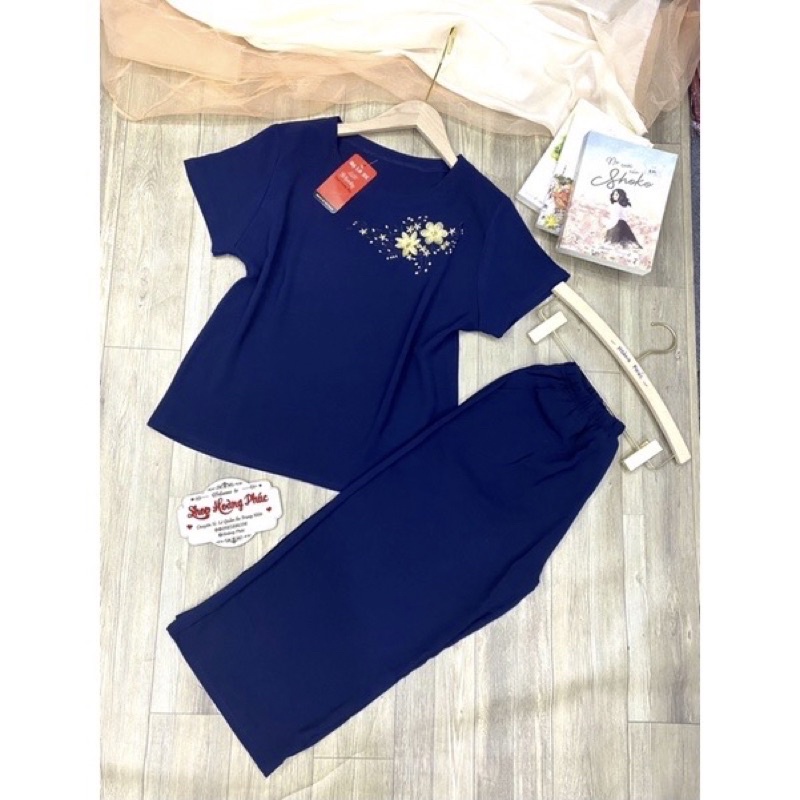Đồ bộ trung niên đũi mặc nhà TRANGNC cho mẹ cho bà mùa hè cao cấp quần ống sớ rộng mát đẹp