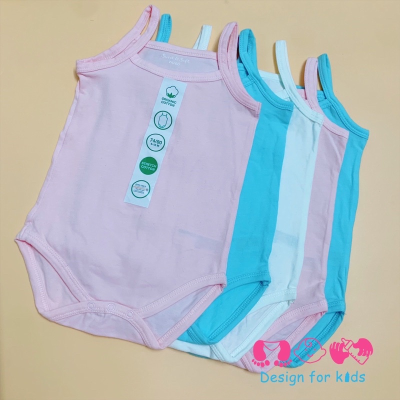 Body chip hai dây xuất dư màu trơn vải cotton cao cấp cho bé gái