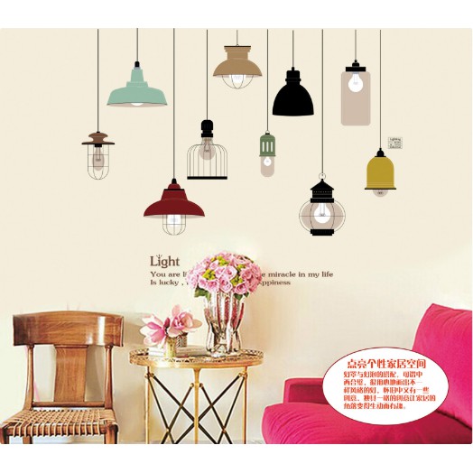 Decal trang trí bóng đèn dây LIGHT ( 10 bóng )