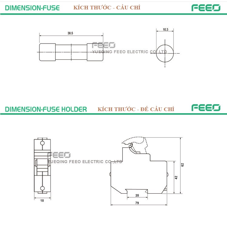 Đế cầu chì FEEO FDS-32B 1000VDC dùng cho hệ thống điện mặt trời