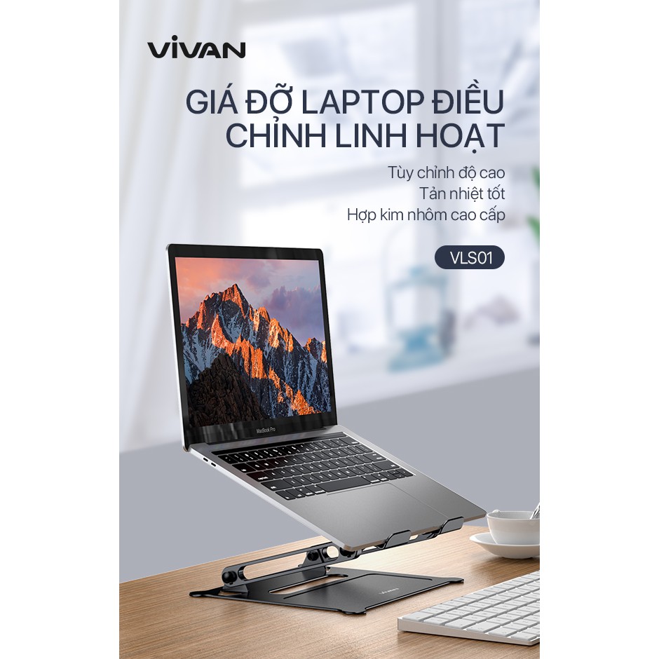 Giá Đỡ Laptop/Máy Tính Bảng VLS01 Hợp Kim Nhôm Cao Cấp Tăng Giảm Chiều Cao Tản Nhiệt | BigBuy360 - bigbuy360.vn