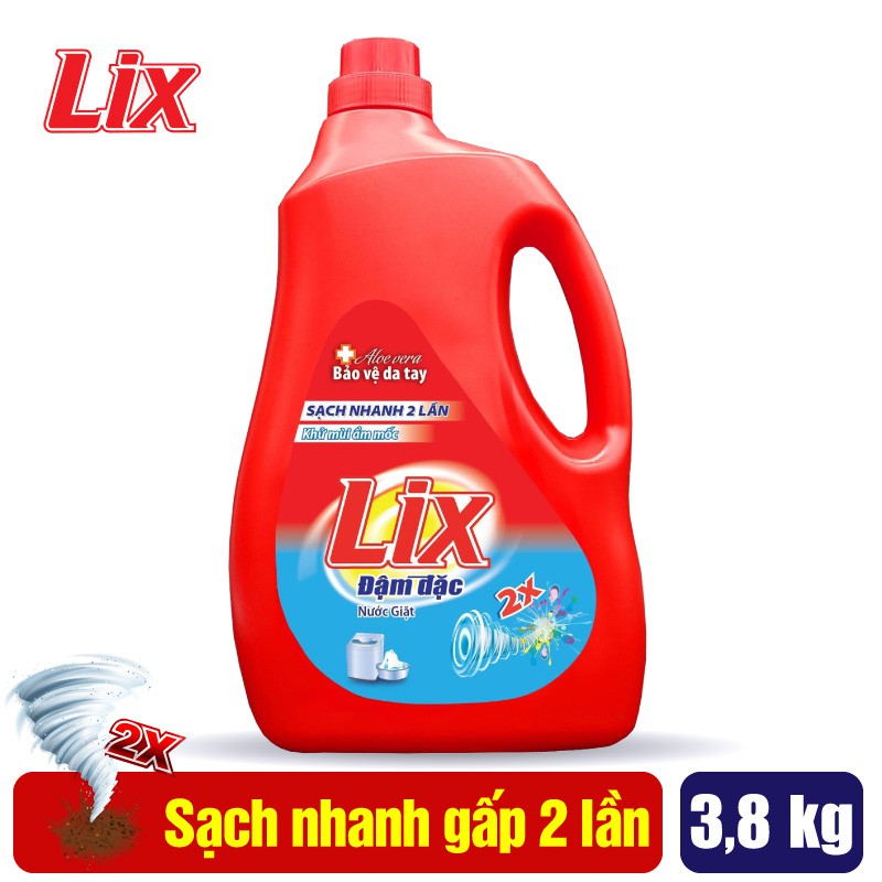 Nước giặt Lix Đậm Đặc Hương Hoa Chai 3.8kg - Tẩy Sạch Cực Mạnh Vết Bẩn - NG381