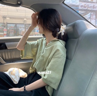 Áo sơ mi thô rộng cộc tay