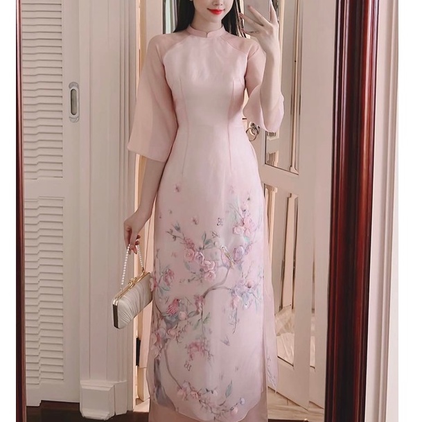 Mita Boutique - Áo Dài Cách Tân Đào Y Mita Hoạ Tiết Thêu Đính Kết - MIAD0019