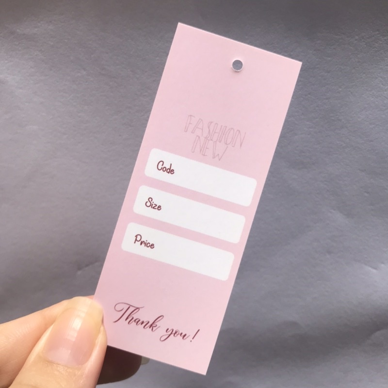 Mác quần áo, Tag Nhãn quần áo, THIẾT KẾ IN ẤN cho shop quần áo, bìa cứng, cán màng k thấm nước 100 mác - size 9x3.6cm