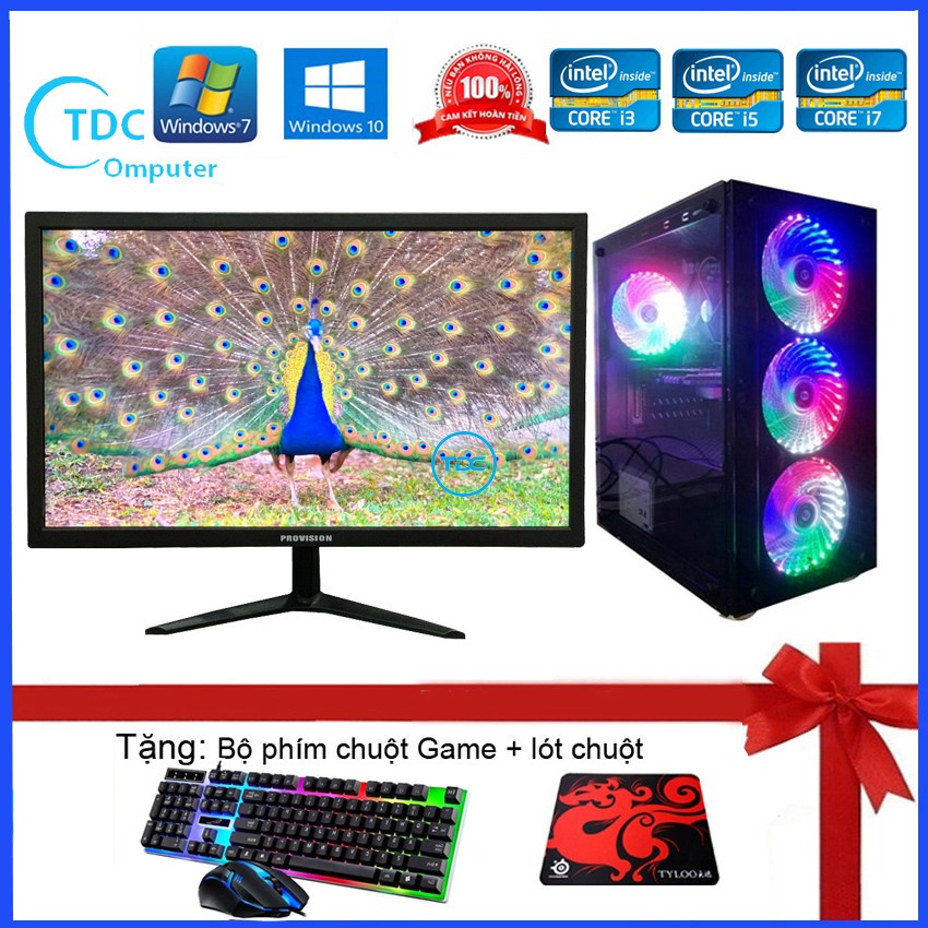 Bộ máy tính để bàn chuyển game,Màn 24 inch FULL, Core i7 4770, i5, i3, G3220 | RAM 8GB | SSD 128GB | VGA GTX 750TI 2GB.