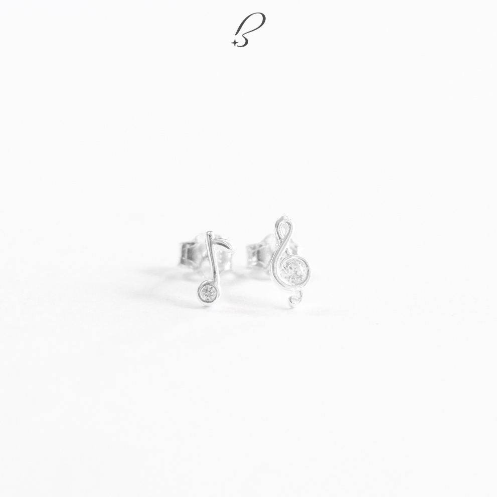 Bông Tai Nữ Bạc 925 BLING IT Hình Nốt Nhạc Dễ Thương - BIBT478
