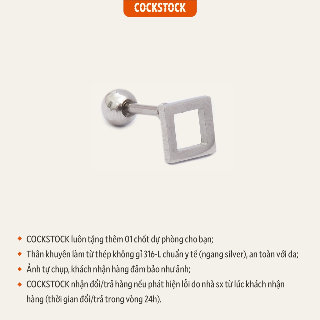Khuyên tai Minimal Vuông CockStock