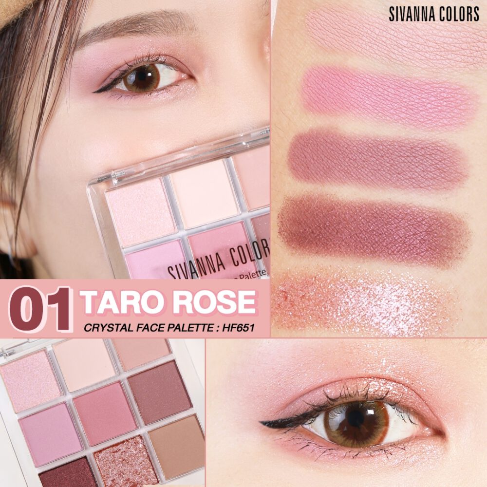 [Thái Lan] Bảng Phấn Mắt Sivanna Colors Crystal Face HF651 - Gồm 9 Ô Màu Lì Và Ánh Nhũ