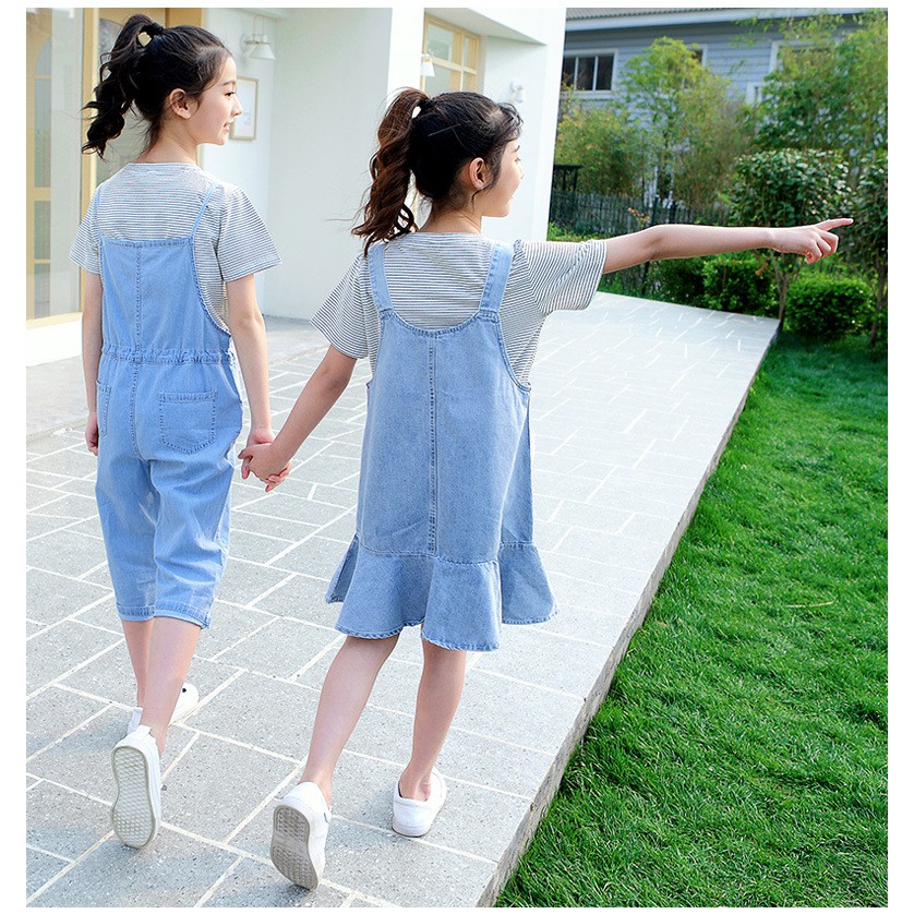 Sét áo váy yếm bò bé gái lớn size 22-50kg  BV04