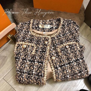 Áo khoác dạ pha chỉ vàng