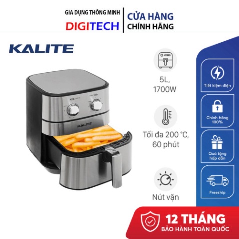 Nồi Chiên Không Dầu KALITE Q5, Công Suất 1700W, Dung Tích 5L, Đa Chức Năng Nướng, Rã Đông - Điện Máy DigiTech