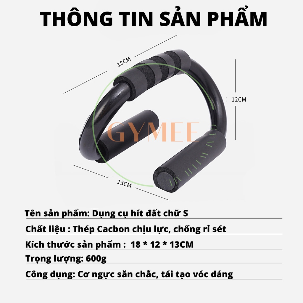 Dụng Cụ Hít Đất, Chống Đẩy, Tập Cơ Bụng Chữ S Thép Cao Cấp, Dụng Cụ Tập Gym Tại Nhà