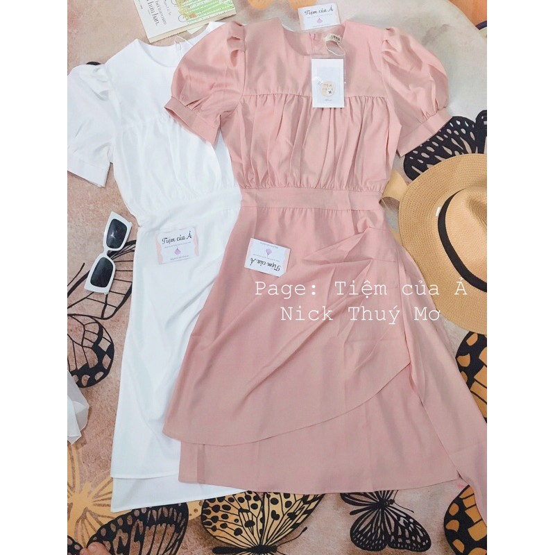 Váy thiết kế vạt chéo nhún ngực kèm ảnh thật | BigBuy360 - bigbuy360.vn