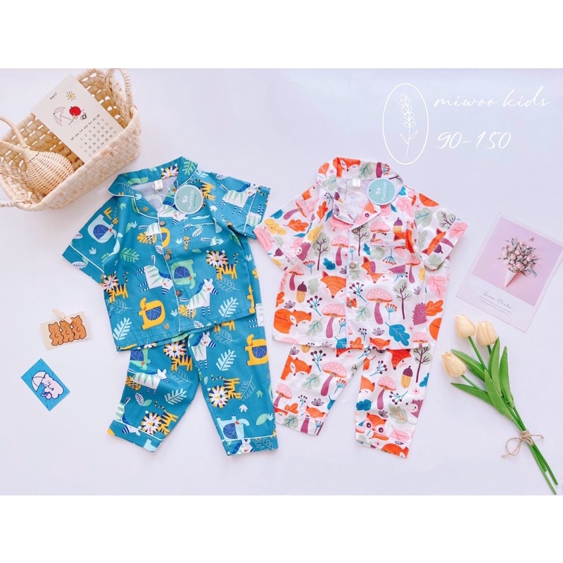 Bộ Pizama miwoo kids cho bé trai bé gái 9-25kg