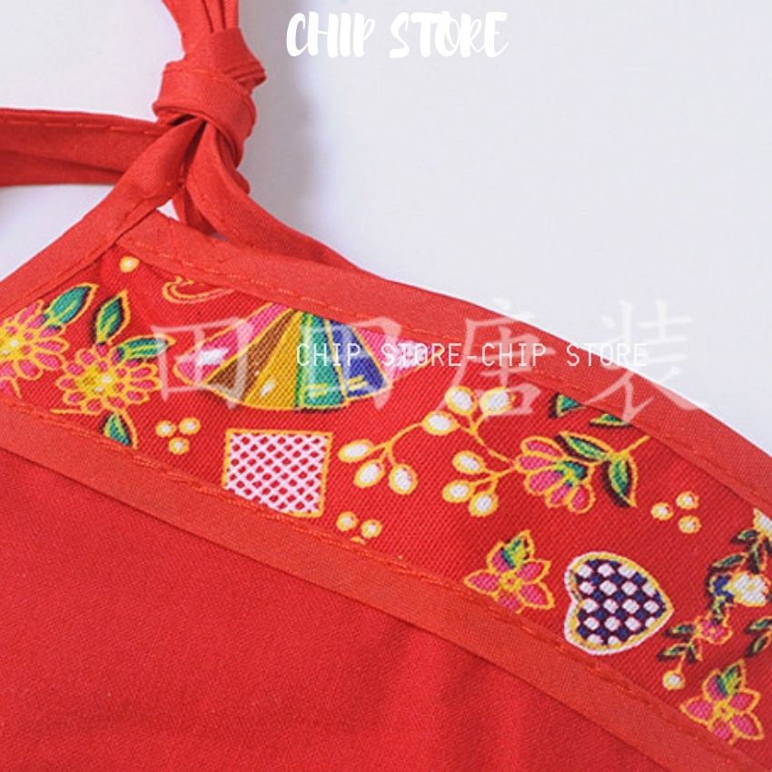 Yếm đỏ Natra cho bé 0-1 tuổi - ảnh thật CHIP STORE Cho bé mặc chụp hình đầy tháng thôi nôi siêu cưng Mẫu giao ngẫu nhiên