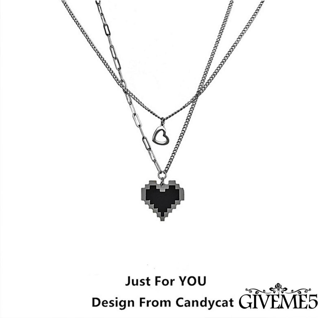 Vòng cổ hai lớp mặt hình trái tim thời trang cho nữ