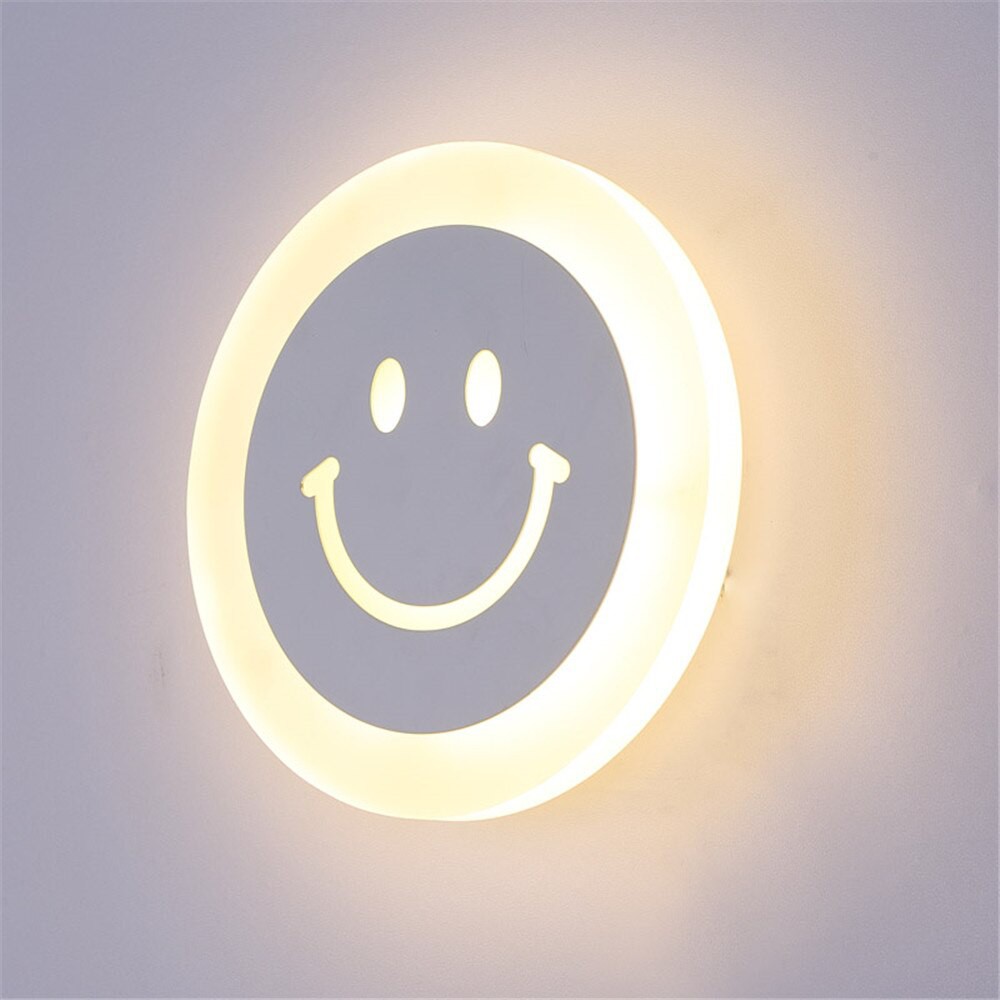 Creative LED Smile Face Lamp Simple Kids Cartoon Bed Room Light Ultra-Thin Acrylic Porch Aisle Lanterns Passage Luminair