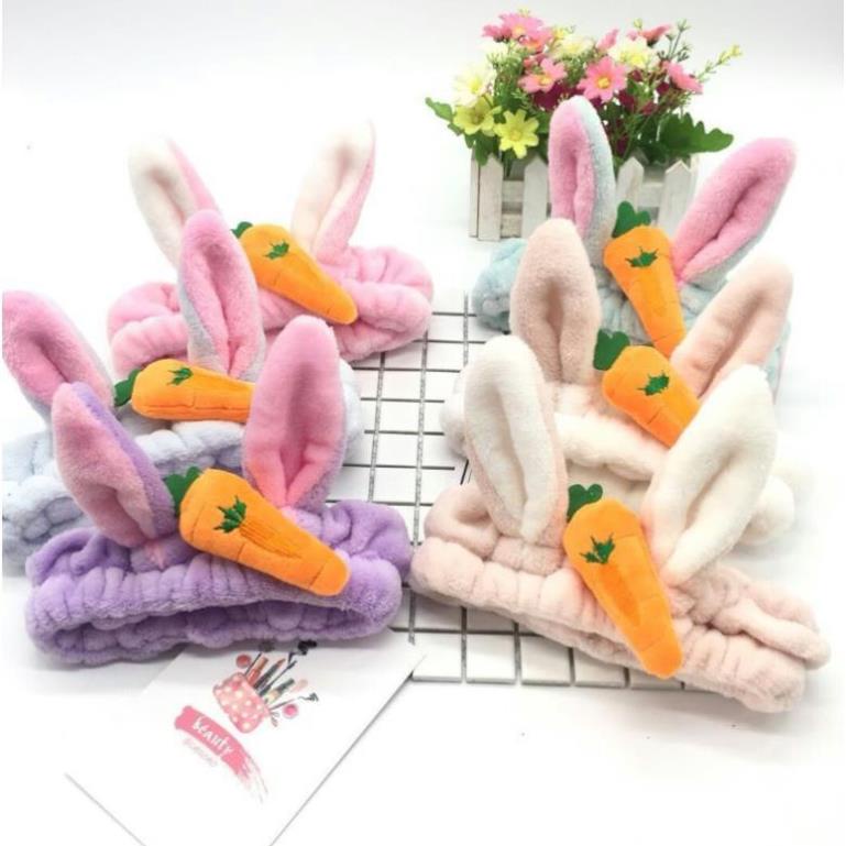 Băng Đô Cà Rốt Tai Thỏ 3D Vải Nhung Xinh Xắn P0098