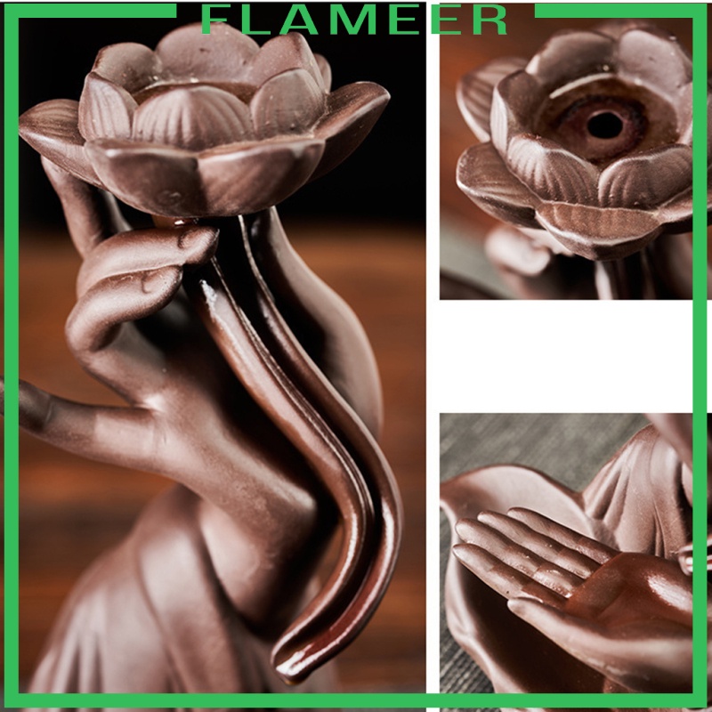 [FLAMEER] Ceramic Backflow Waterfall Incense Burner LED Light