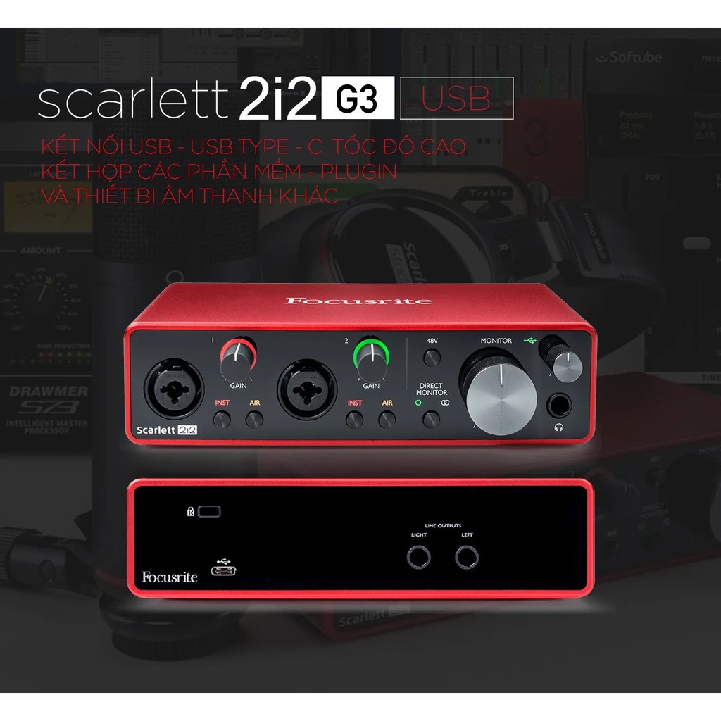【Chính hãng】COMBO thu âm Focusrite Scarlett 2i2 3rd (Gen) Micro thu âm AKG P220 - BẢO HÀNH 1 đổi 1 trong 12 tháng
