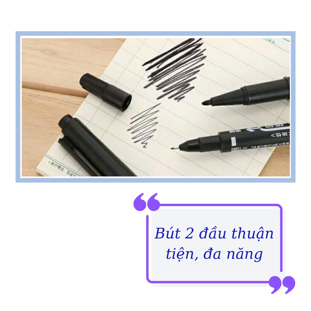 Bút Lông Dầu ZEBIFA, Bút Dạ Kính 2 Đầu Viết Không Xóa Được Nhiều Màu Xanh Đỏ Đen Cho Học Sinh Văn Phòng