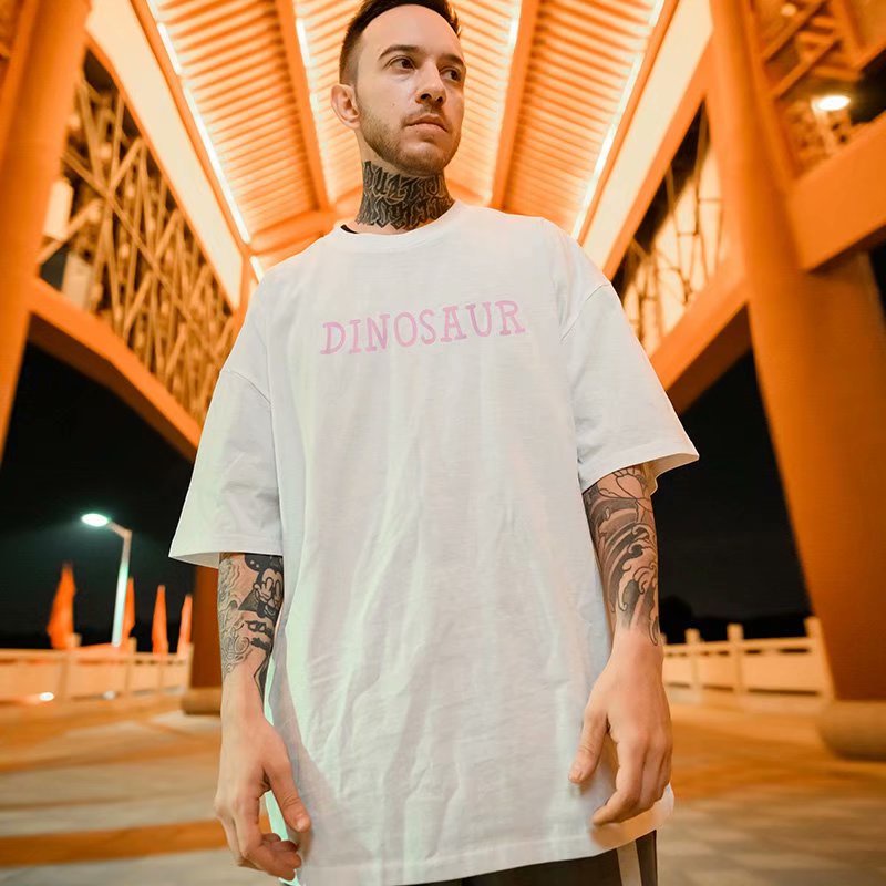 Áo thun ngắn tay dáng rộng họa tiết khủng long hoạt hình thời trang mùa hè Hàn Quốc cho nam nữ size m-8xl