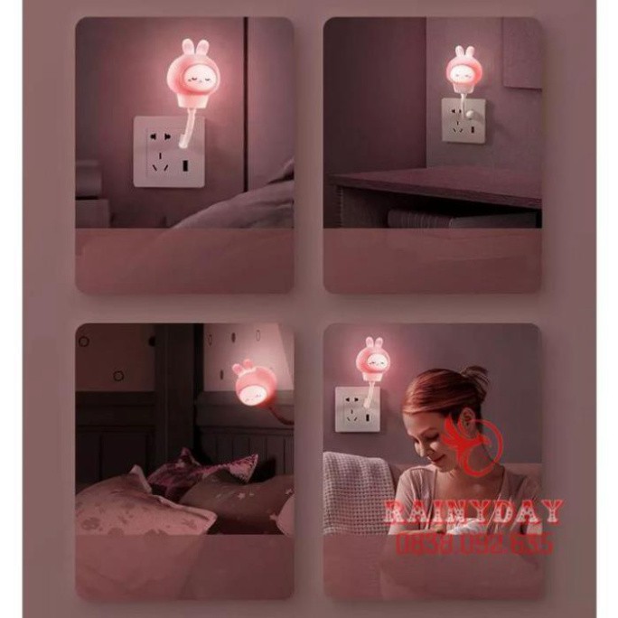 Đèn ngủ mini có điều khiển từ xa remote cắm điện usb hình thú con gấu con thỏ cute dễ thương