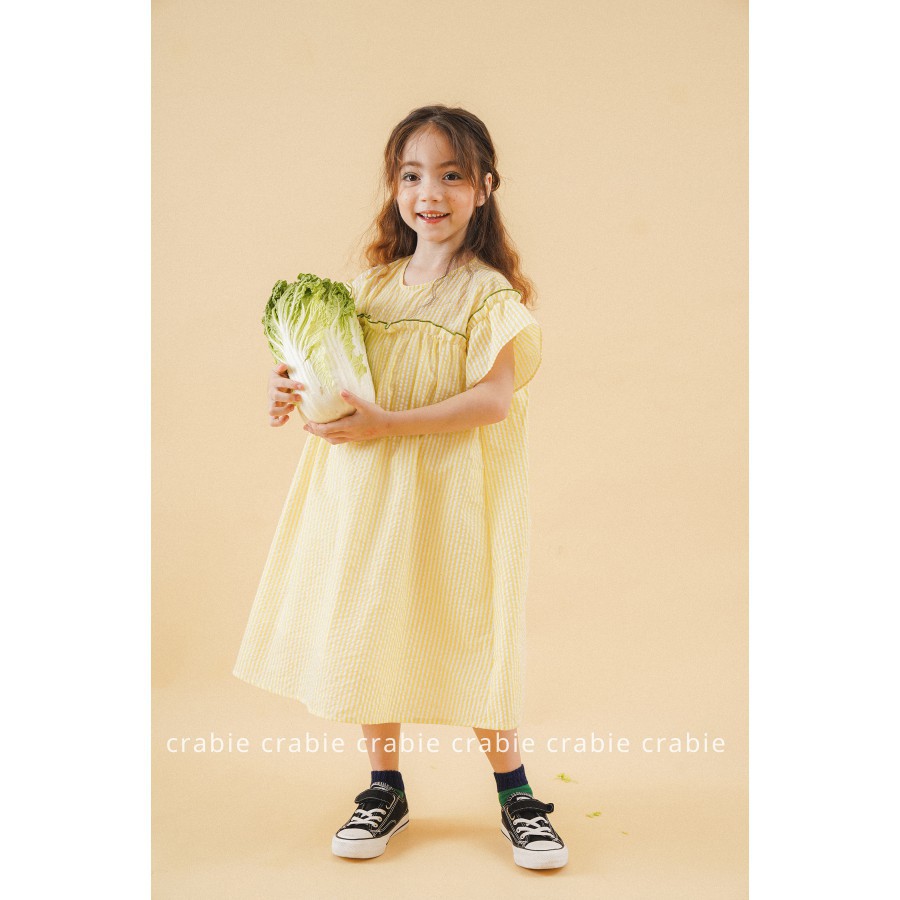 Đầm bé gái thiết kế đi học kẻ Vàng - Lemon Dress