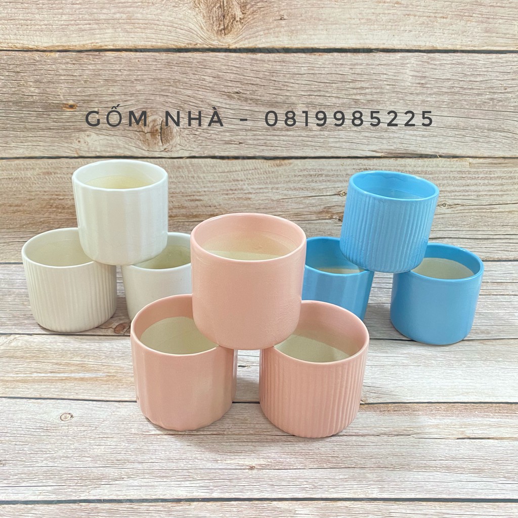 Chậu Cây Mini Trồng Sen Đá, Xương Rồng,Cây Cảnh Bát Tràng Dáng Trụ