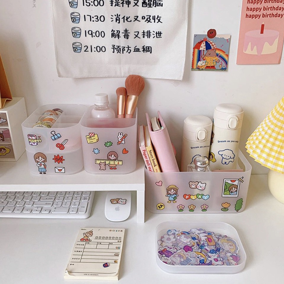 Set khay nhựa lưu trữ washi tape, stickers