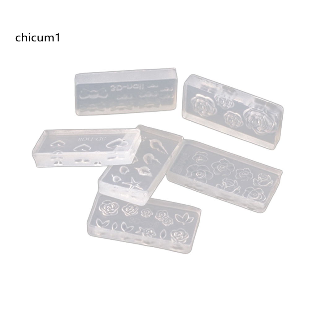 [Hàng mới về] Set 6 khuôn acrylic trong suốt siêu nhẹ 3d chuyên dụng cho làm móng nghệ thuật