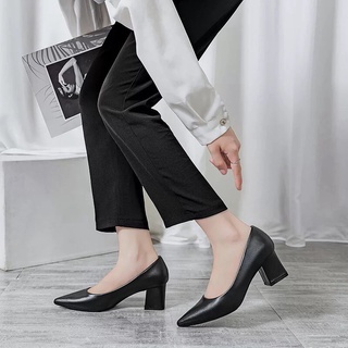 Giày nữ 5 phân công sở chất liệu da mềm đế bền êm chân size 35 - 39