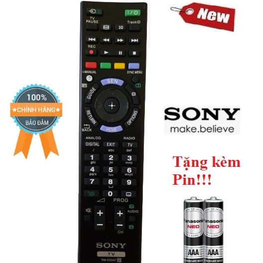 Điều khiển Tivi Sony RM-ED047 LCD/LED SMART TV OLED- Hàng chính hãng 100% Tặng kèm Pin