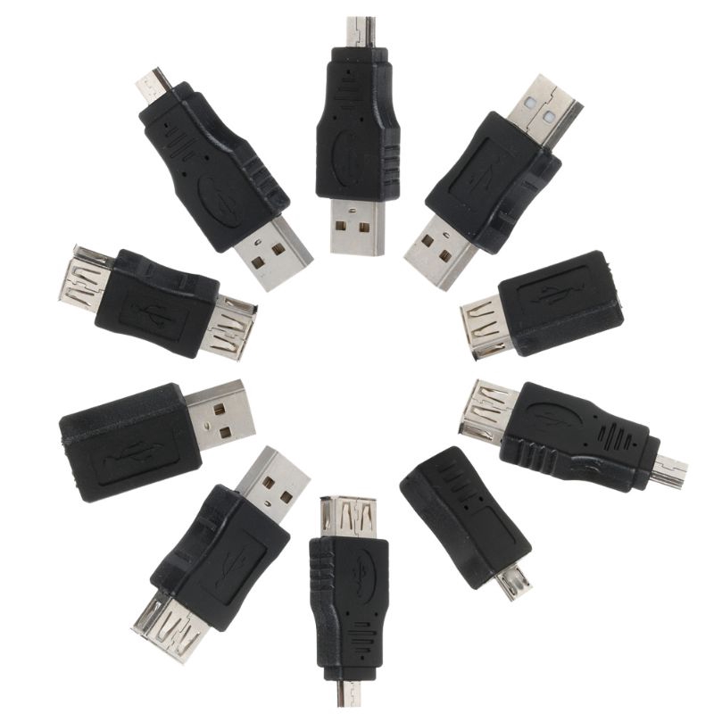 Set 10 Đầu Chuyển Đổi Otg 5 Pin F / M Mini Usb Male Sang Female