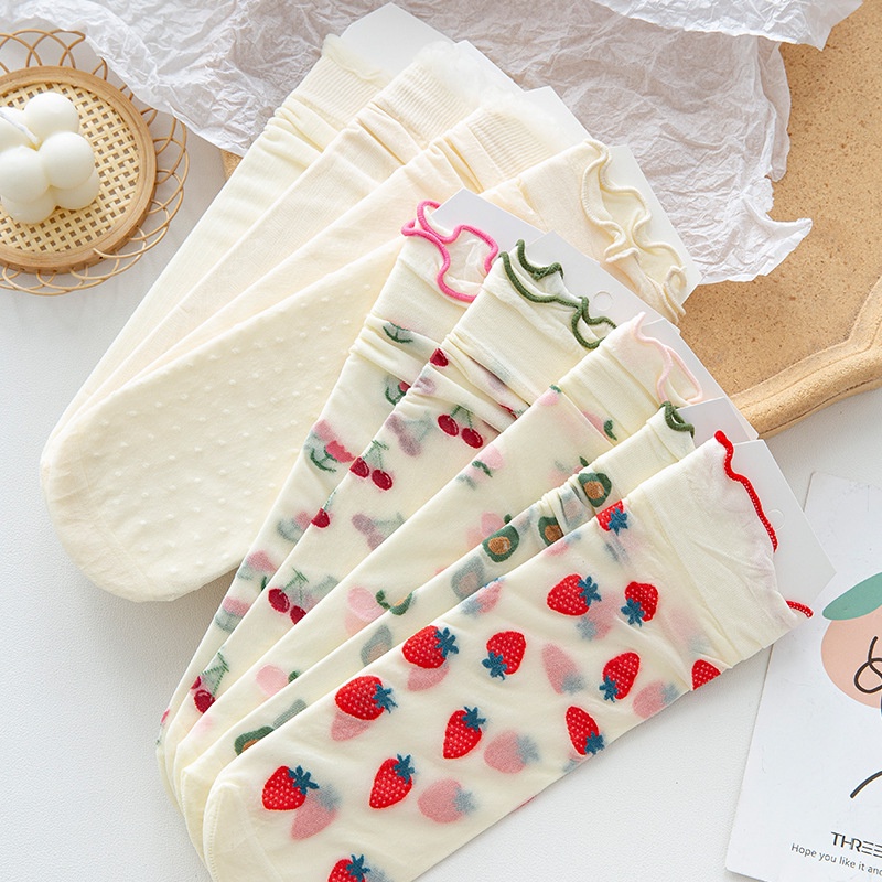 Đôi vớ ren WAFNHA D737 mỏng nhẹ thoáng khí nhiều họa tiết dễ thương