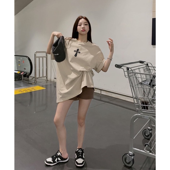 SET ÁO KEM IN HÌNH + QUẦN LEGGING NGỐ NÂU (TH)