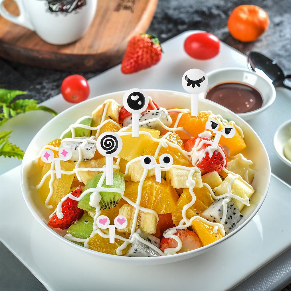 Set 10 Tăm Nhựa Hình Đôi Mắt Hoạt Hình Trang Trí Bánh Kem