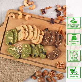 Bánh biscotti ăn kiêng 3 vị matcha trà xanh  socola, vania 250g, Biscotti nguyên cám 250g healthy eatclean - Tida Food