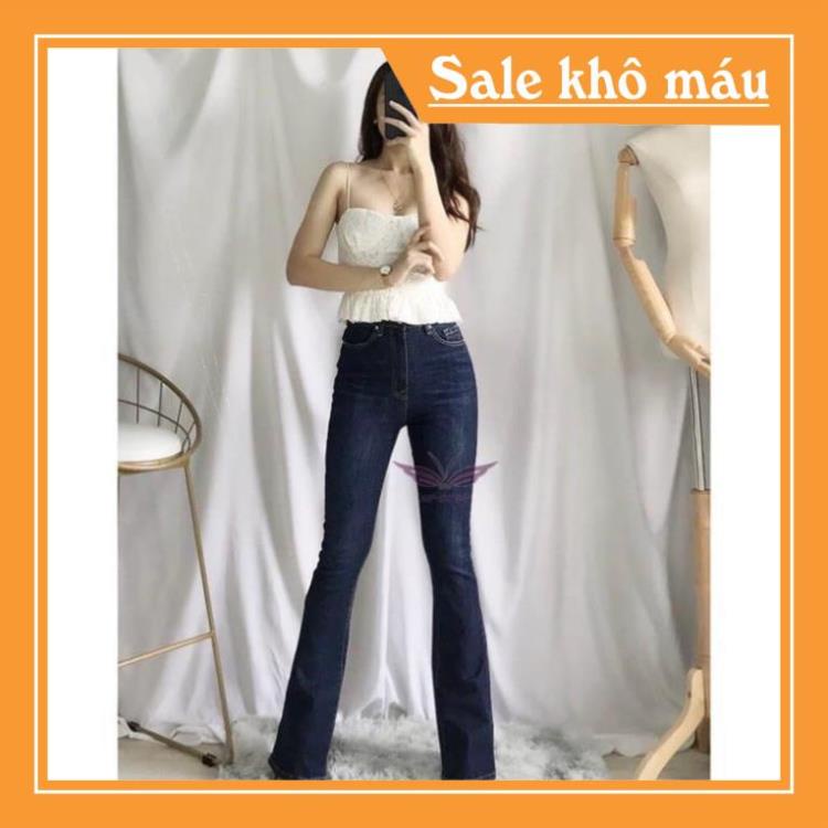 Quần jeans nữ ống loe bas vẩy lưng cao co giãn /cạp cao/size đại/vnxk -b11