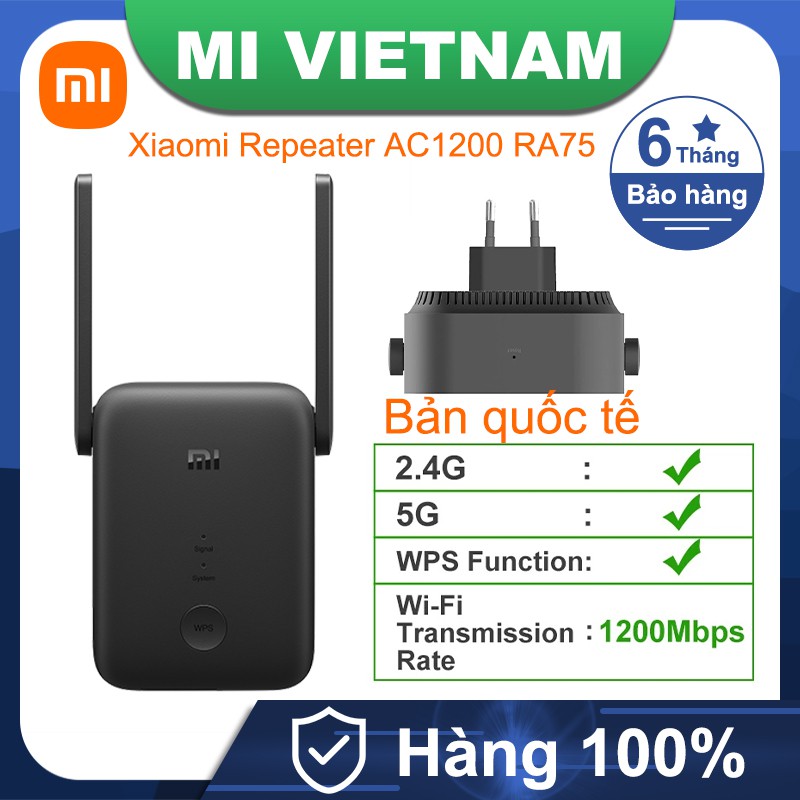 Kích sóng wifi Xiaomi AC1200 Siêu ổn định 2.4GHz 5GHz 1200Mbps Quốc Tế