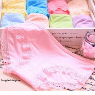 Combo 10 quần lót nữ viền ren chất cotton cao cấp MODAL