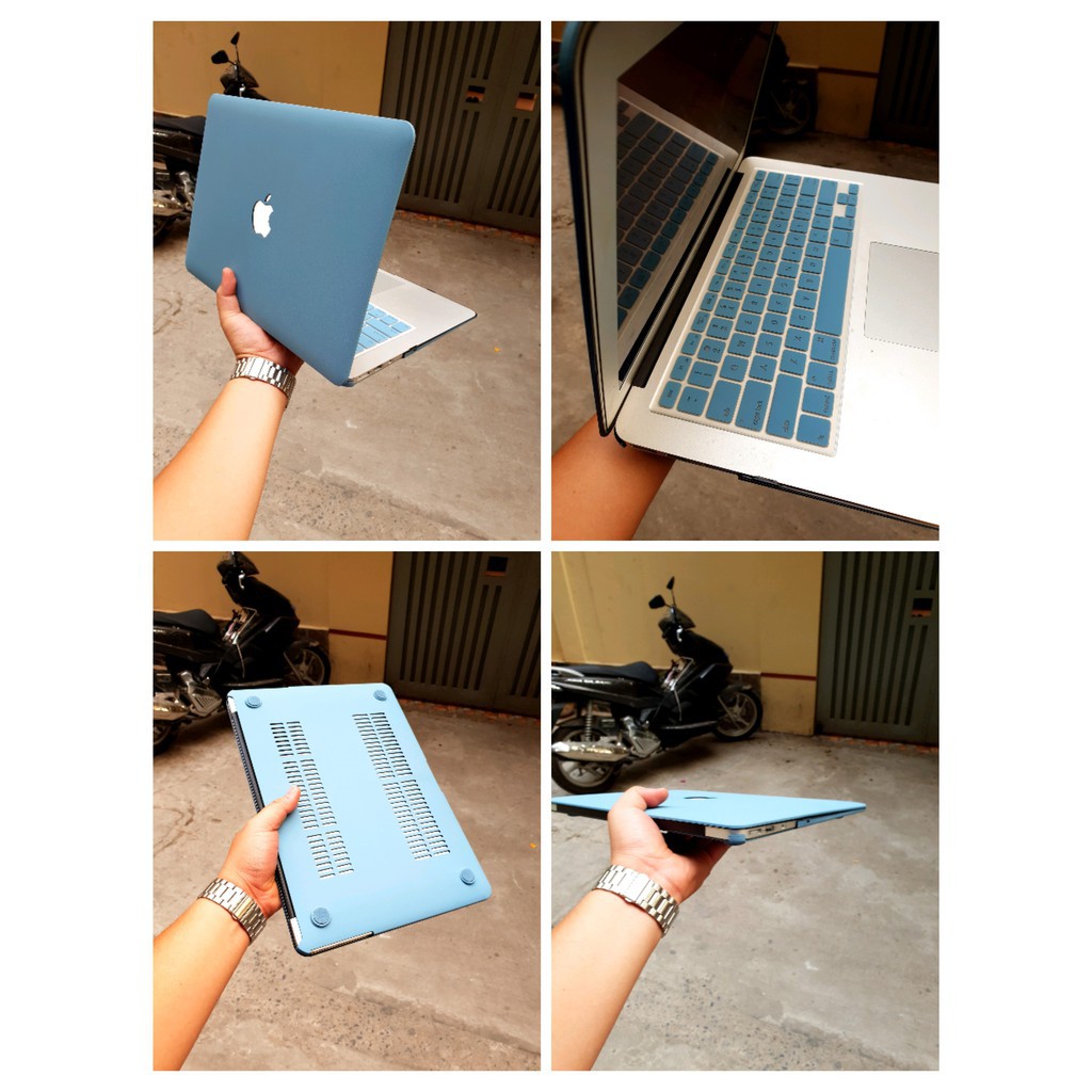 COMBO Ốp + Phủ Phím Macbook Xanh Pastel (Tặng Kèm Nút Chống Bụi + Bộ kẹp chống gãy sạc)