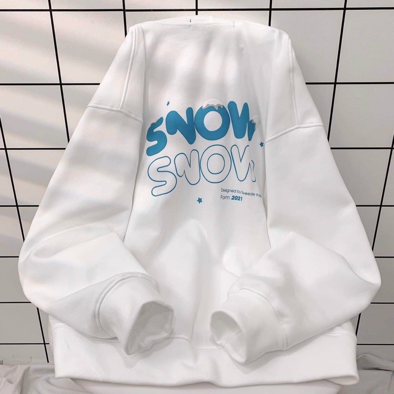 Áo Khoác Nỉ Bông SNOW Form Rộng Vải Nỉ Bông Unisex Ulzzang Màu Xanh Trắng | BigBuy360 - bigbuy360.vn