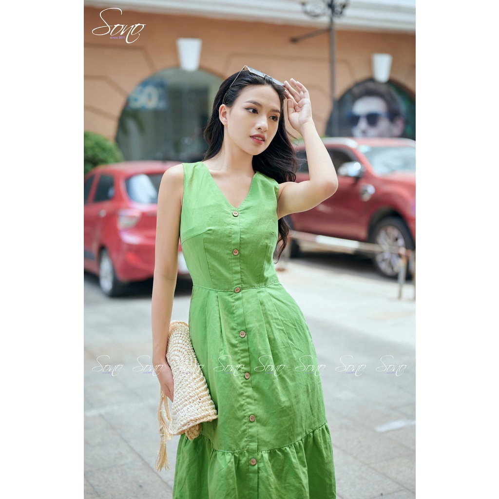 Sono - Đầm Linen Thêu Đột Chỉ Chất Liệu Được Tuyển Chọn Trong Nước Và Nhập Khẩu