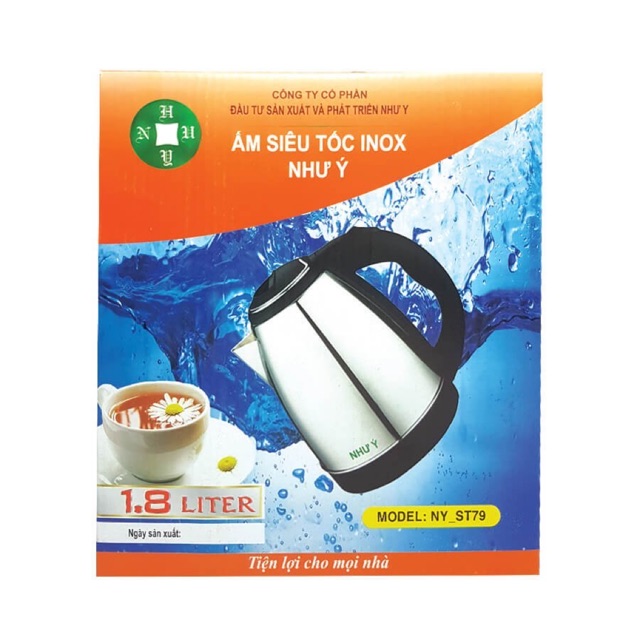 Ấm siêu tốc inox như ý 1 lít 8