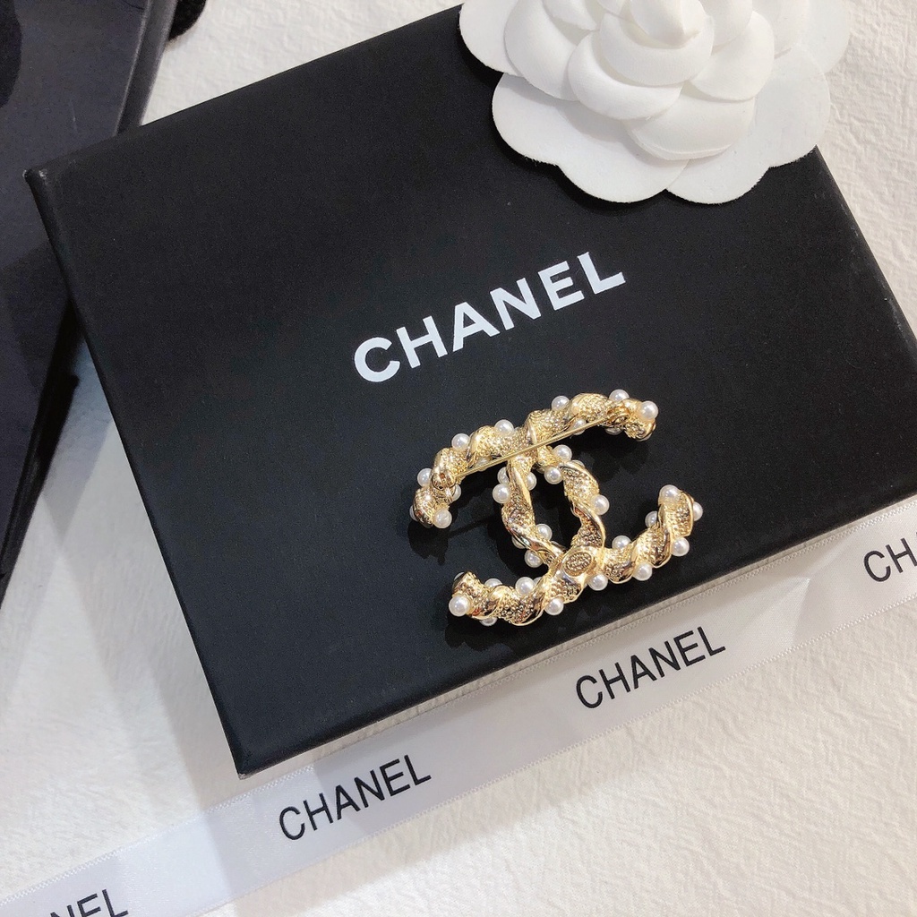 Ghim Cài Áo Hình Chữ C Đính Ngọc Trai Giả Thời Trang