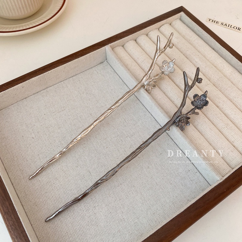 Kẹp Tóc Kim Loại Hình Cành Hoa Mận Phong Cách Mới