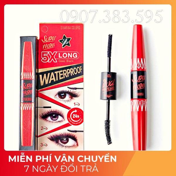 Mascara Chuốt Dài Mi X5 Sivana 2 Đầu Không Trôi Ko Lem